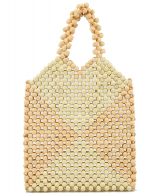 Colorblock Beaded Tote Bag YW-0010 TAN/BEIGE